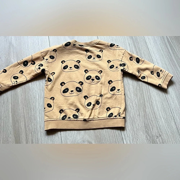 H&M Panda Camel Color Novelty Print Sweatshirt Fall Winter 9-12 Months - Picture 2 of 4